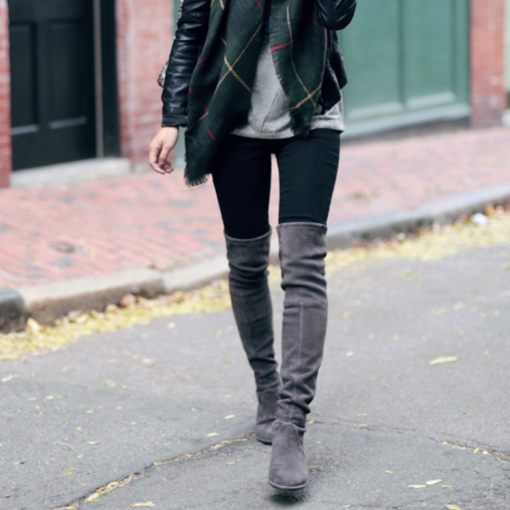 Stuart Weitzman lowland gray over the knee suede boots
